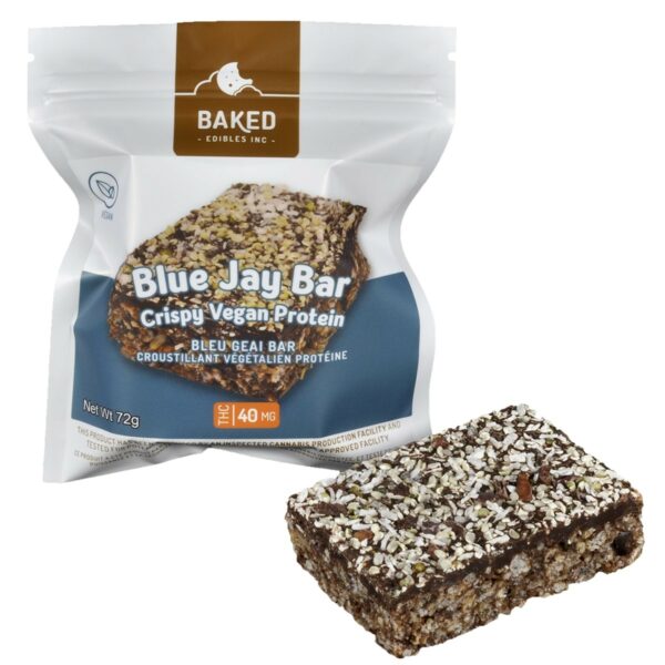 Baked Edibles – Crispy Vegan Blue Jay Bar 40mg THC | Budmail Canada