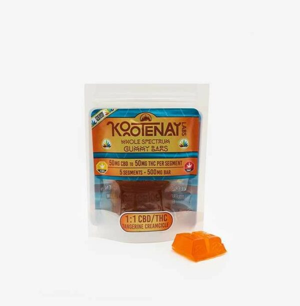 Kootenay Labs – 1:1 Tangerine Creamsicle Gummy – (500mg total) | Budmail Canada