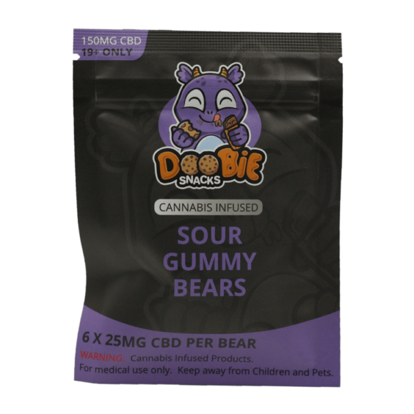 Doobie Snacks – CBD Sour Gummy Bears – 150mg CBD | Budmail Canada