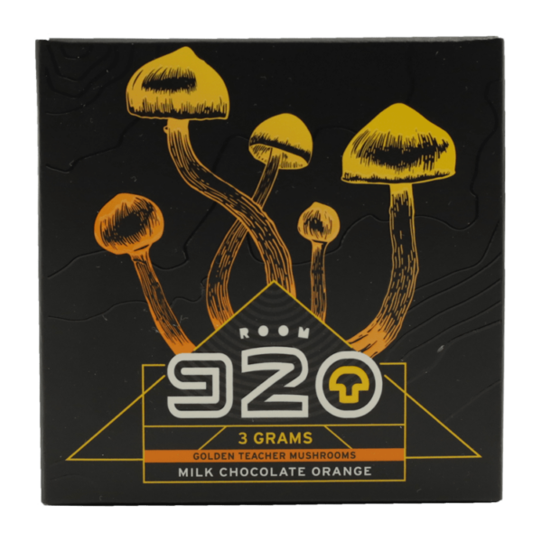 Room 920 – Mushroom Chocolate Bar – Milk Chocolate Orange – 3 grams | Budmail Canada
