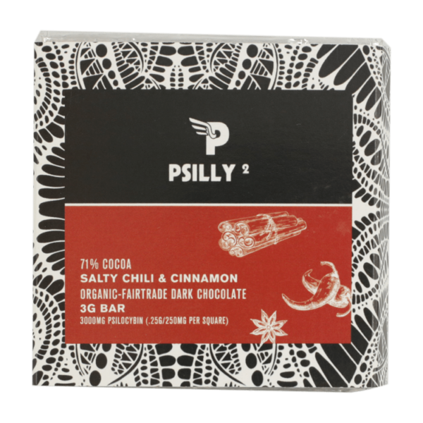 Psilly – Dark Chocolate Bar – Salty Chili & Cinnamon | Budmail Canada