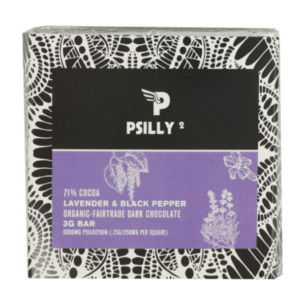 Psilly – Dark Chocolate Bar – Lavender & Black Pepper | Budmail Canada