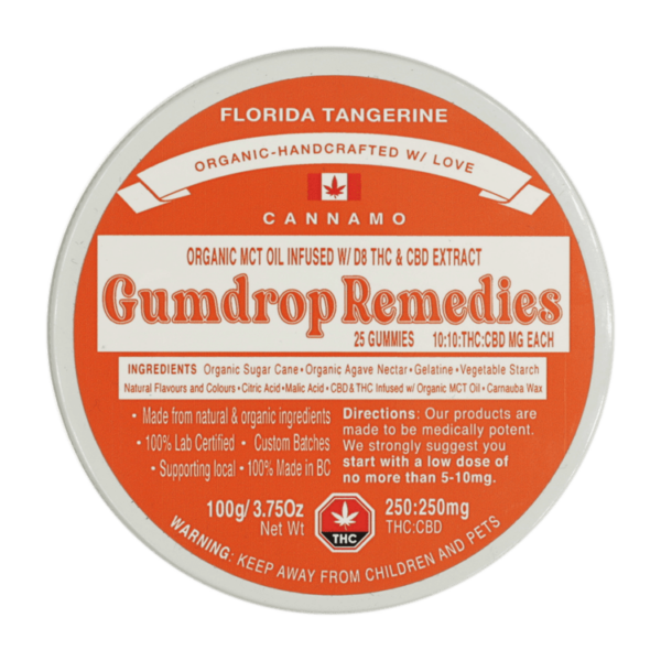 Gumdrop Remedies – Florida Tangerine 1:1 Gummies – 250mg THC/250mg CBD | Budmail Canada