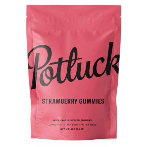 Potluck Extracts – Strawberry Gummies – 200mg THC | Budmail Canada