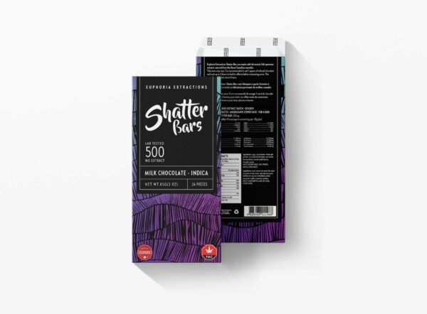 Euphoria Extractions – 500mg Shatter Bars – Milk Chocolate (Indica) | Budmail Canada