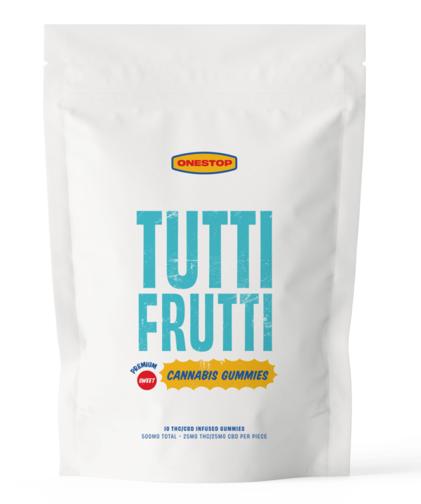 OneStop – Tutti Frutti 1:1 Gummies – 250mg THC / 250mg CBD | Budmail Canada